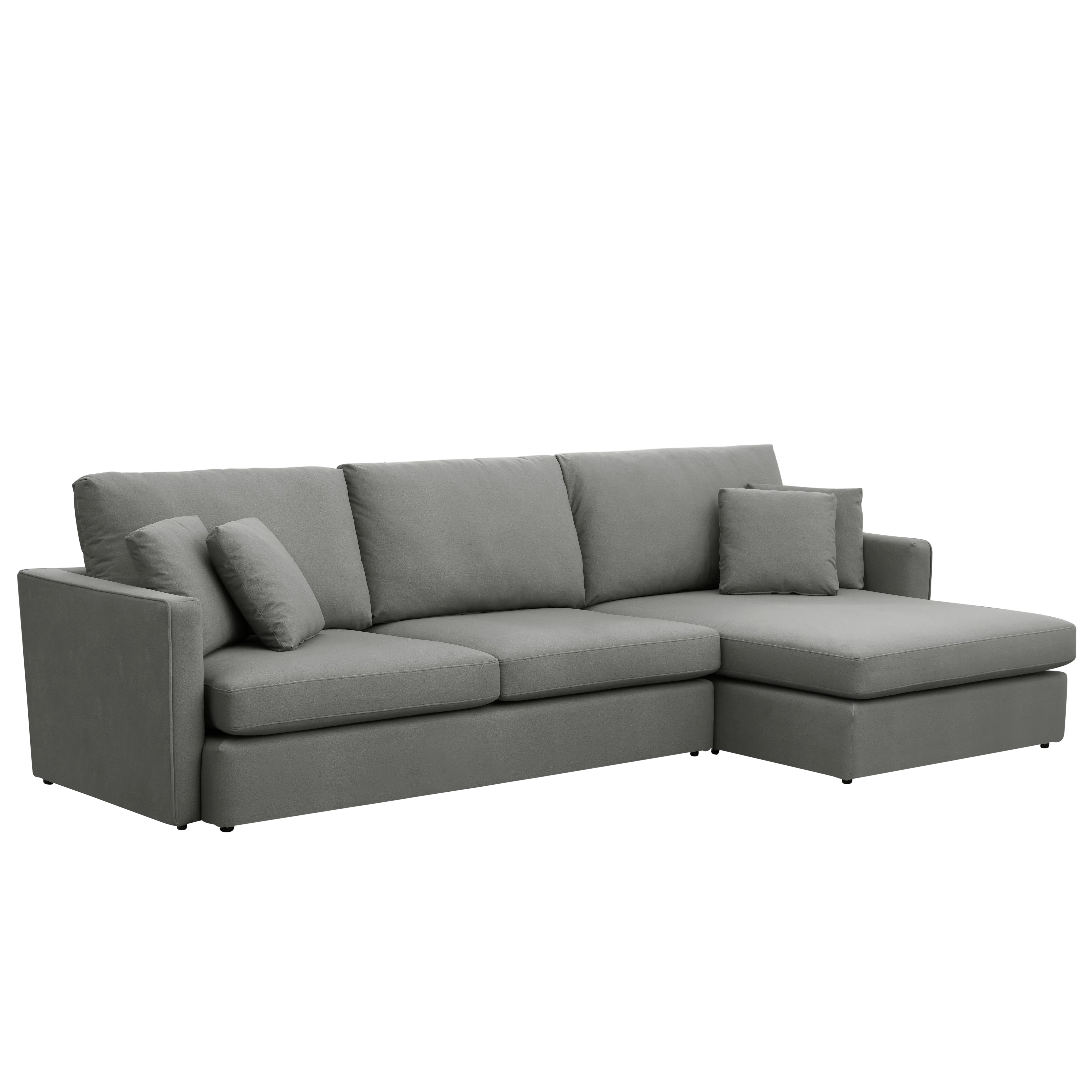 (As-is) Ashley L-Shaped Lounge Sofa - Sesame Grey (Scratch Resistant Fabric) - 1 - 14 - Modern sectional sofa, gray fabric