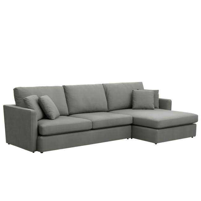 (As-is) Ashley L-Shaped Lounge Sofa - Sesame Grey (Scratch Resistant Fabric) - 1 - 10 - Modern sectional sofa, gray fabric