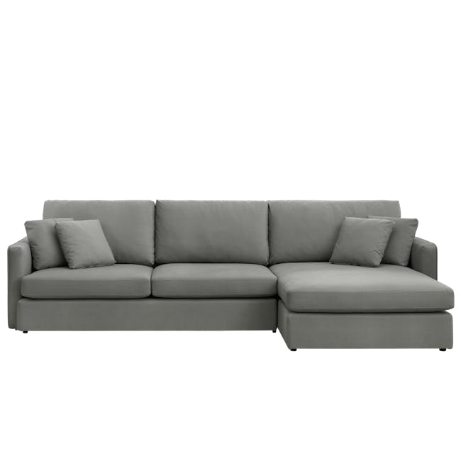 Ashley L-Shaped Lounge Sofa - Sesame Grey (Scratch Resistant Fabric) - 0