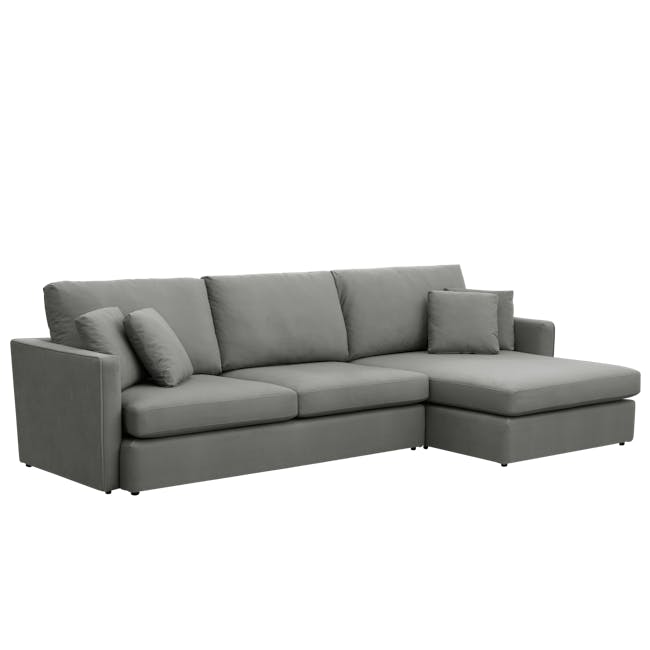 Ashley L-Shaped Lounge Sofa - Sesame Grey (Scratch Resistant Fabric) - 2