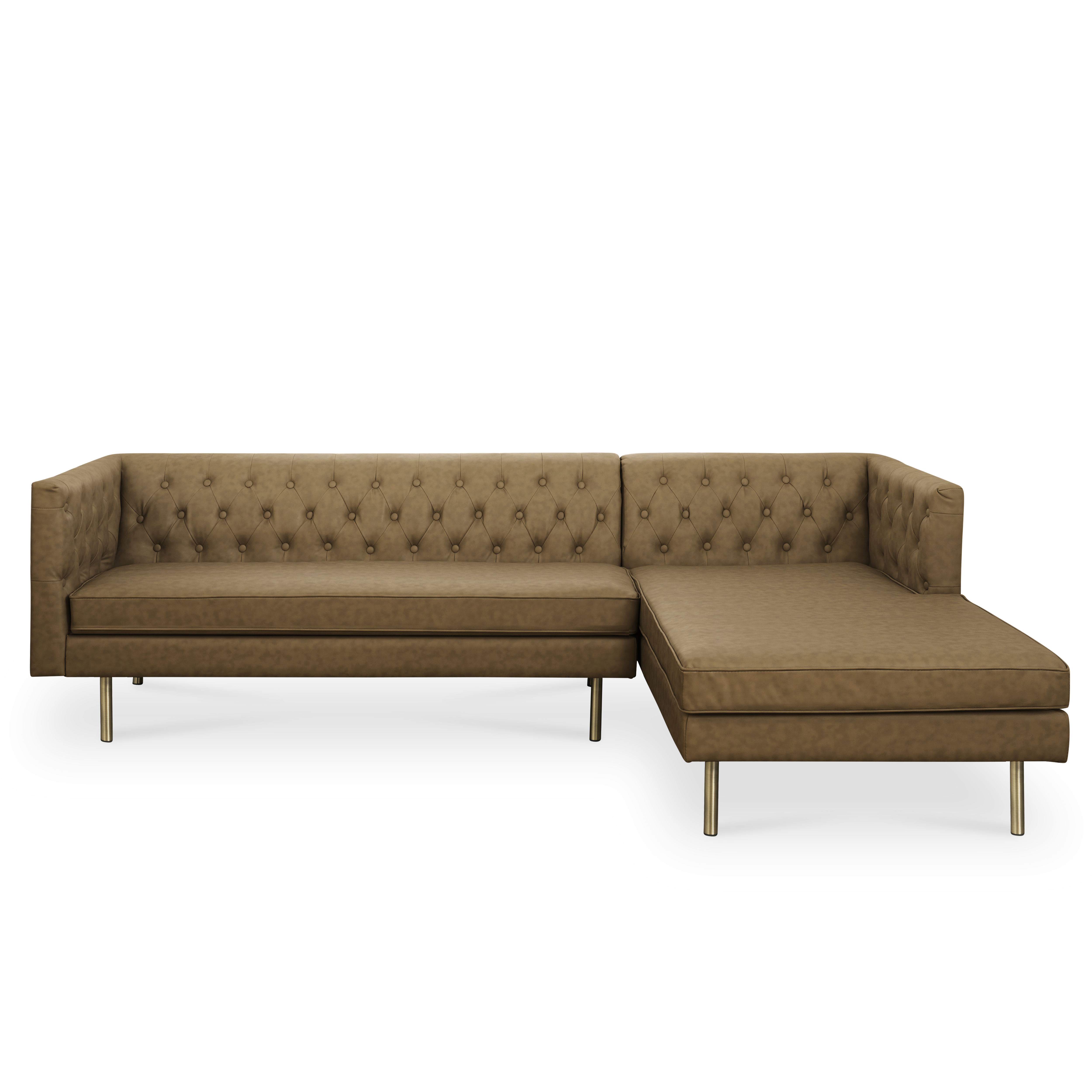 (As-is) Cadencia L-Shaped Sofa - Tan (Faux Leather) - 1