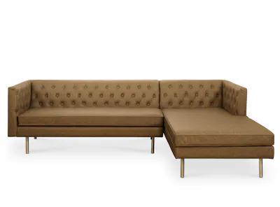 (As-is) Cadencia L-Shaped Sofa - Tan (Faux Leather) - 1