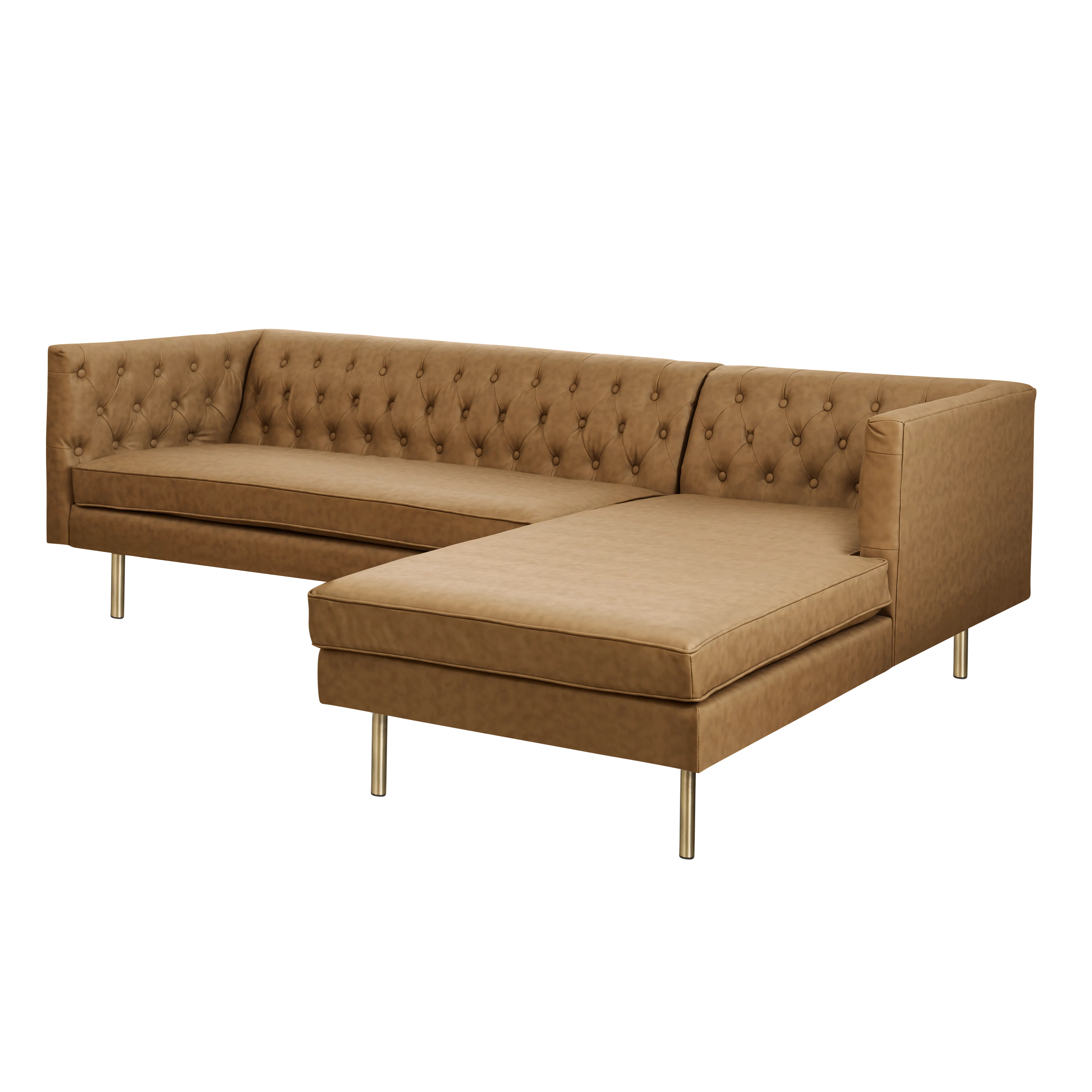 (As-is) Cadencia L-Shaped Sofa - Tan (Faux Leather) - 1 - 22