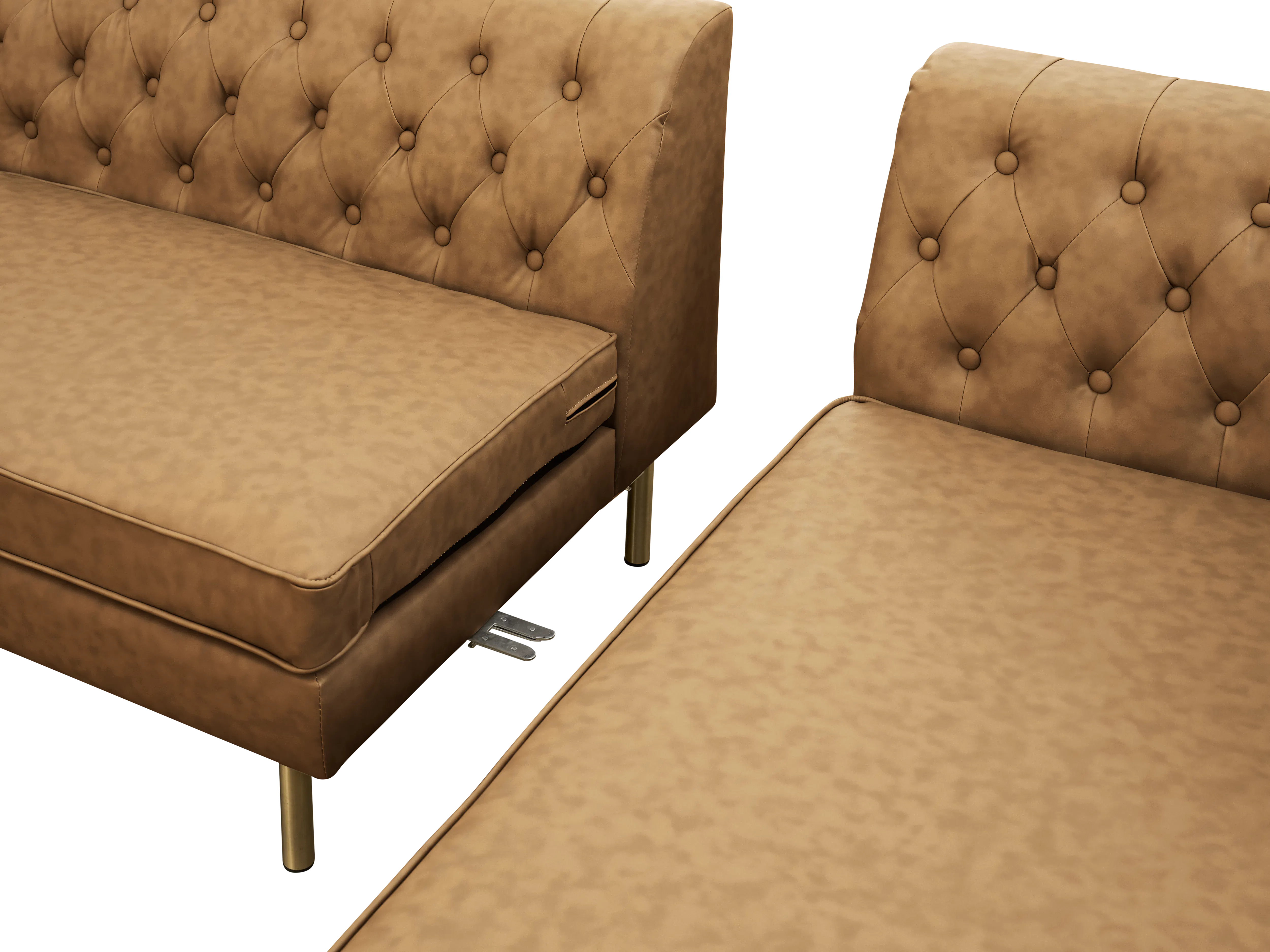 (As-is) Cadencia L-Shaped Sofa - Tan (Faux Leather) - 1 - 26