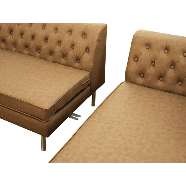 (As-is) Cadencia L-Shaped Sofa - Tan (Faux Leather) - 1 - 26