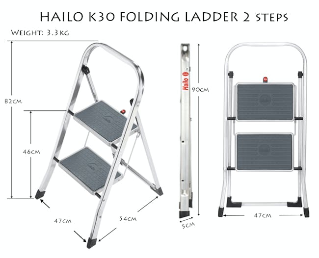 Hailo K30 Light Weight 2 Step Folding Ladder - 2
