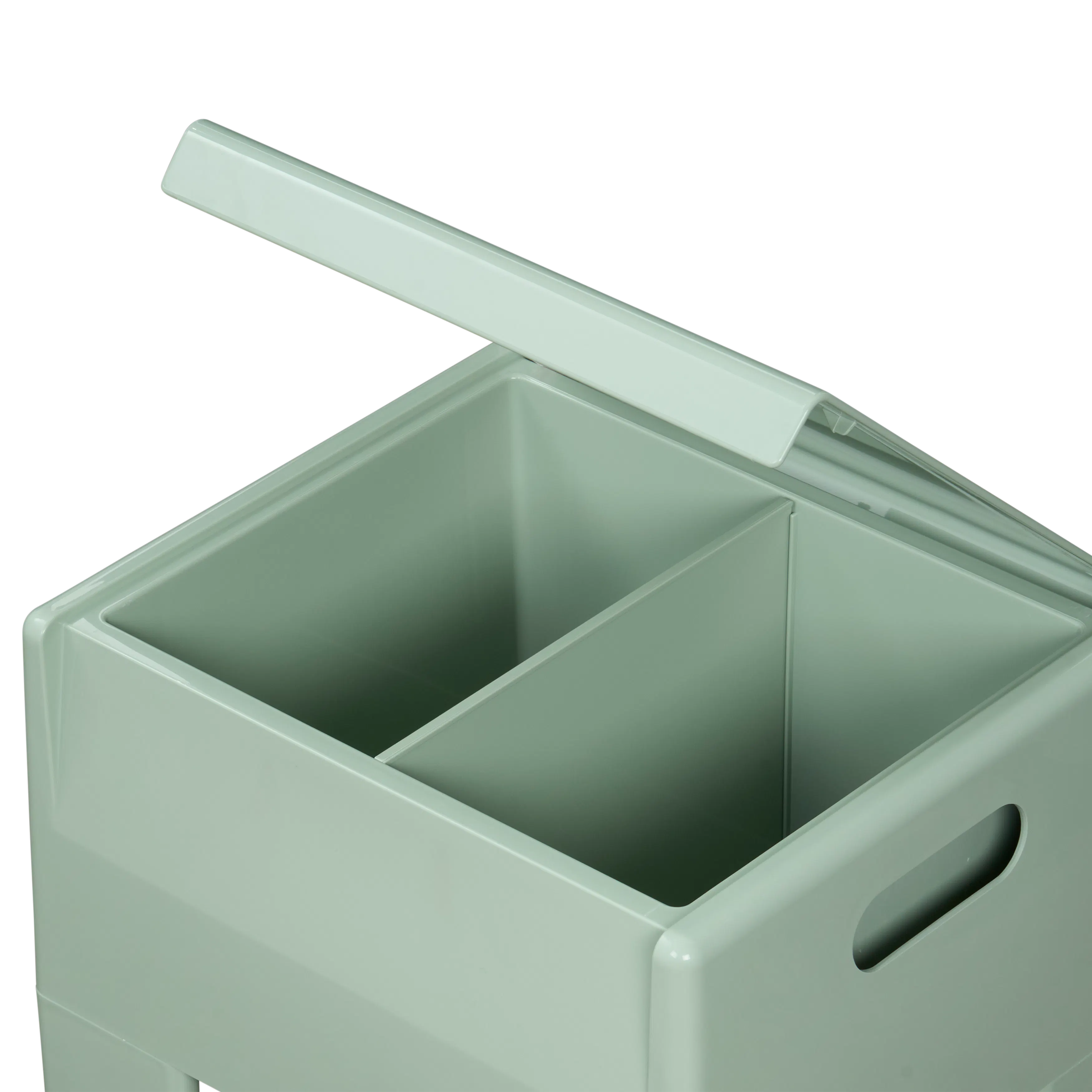 Venda Storage Stool - Sage Green - 10 - Modern minimalist kitchen drawer, sleek light green color, clean lines, contemporary