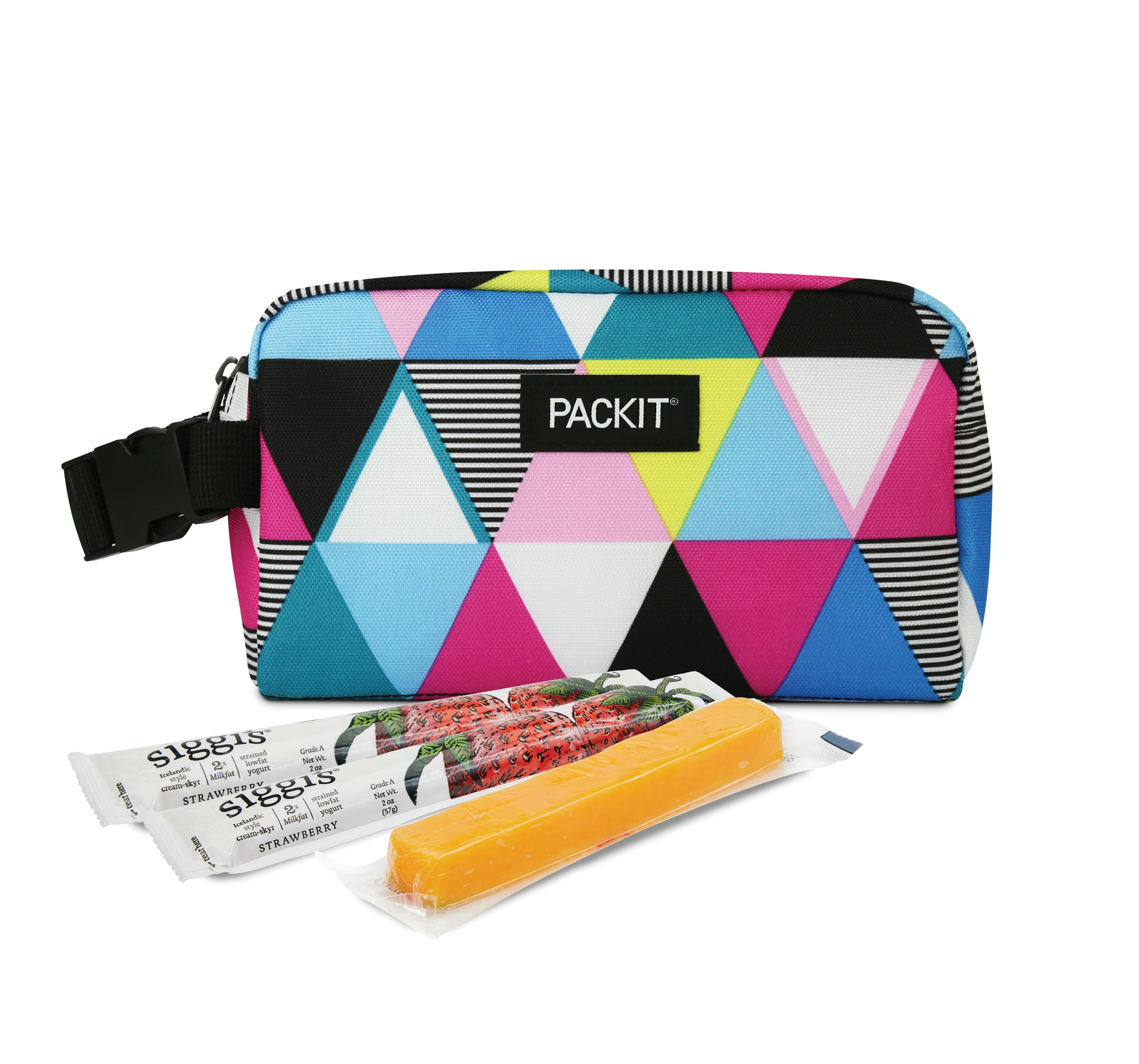 PackIt Freezable Snack Box, Triangle Stripes, Built with EcoFreeze  Technology, Collapsible, Reusable, Zip Closure with Buckle Handle, Great  for All