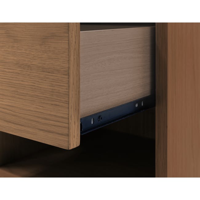 Cassius 2 Drawer Queen Bed in Walnut, Shark Grey with 2 Kyoto Top Drawer Bedside Tables in Walnut - 21