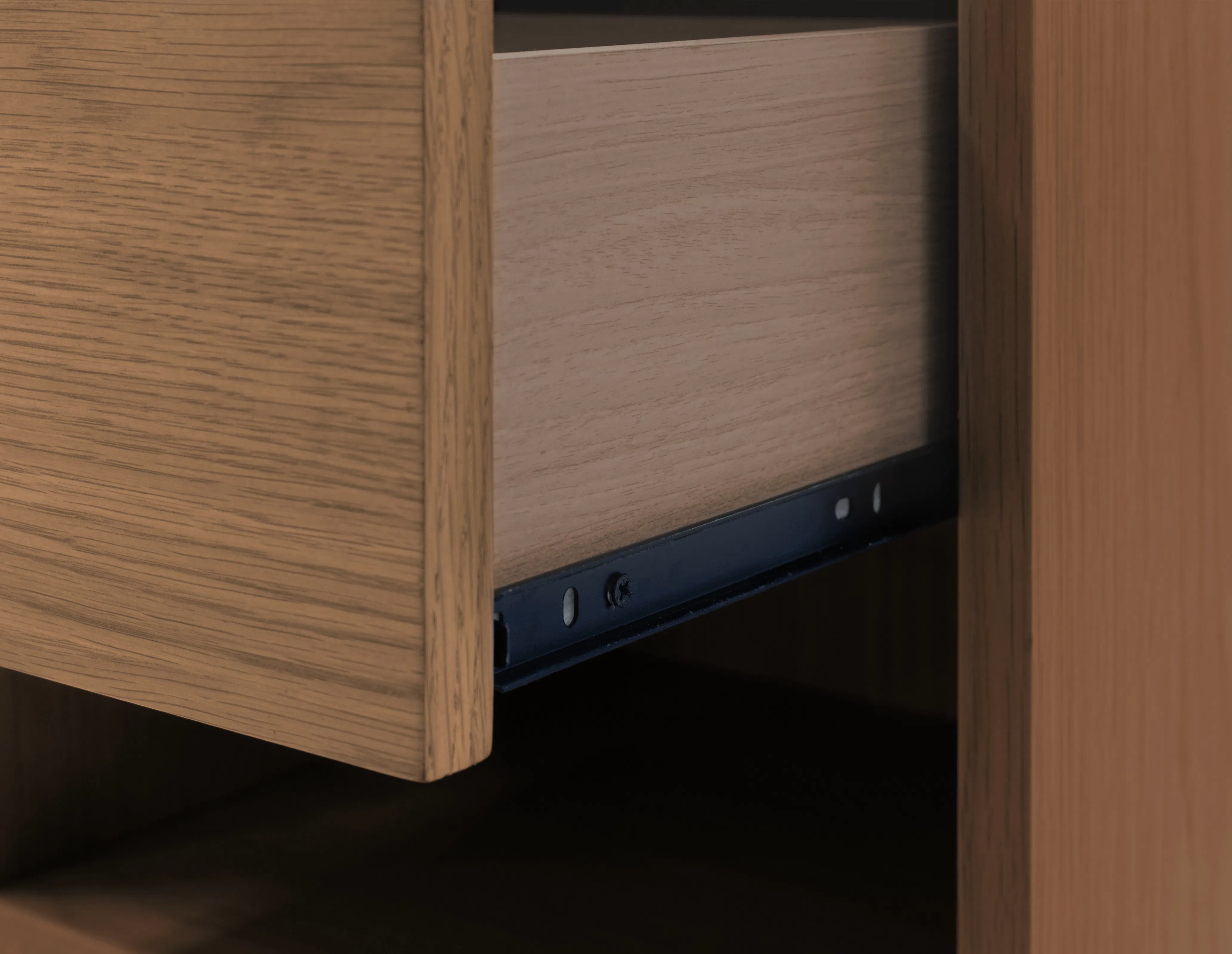 Kyoto Top Drawer Bedside Table - Walnut - 10 - Wooden drawer, side panel, cabinet, wooden texture, natural wood, wood grain