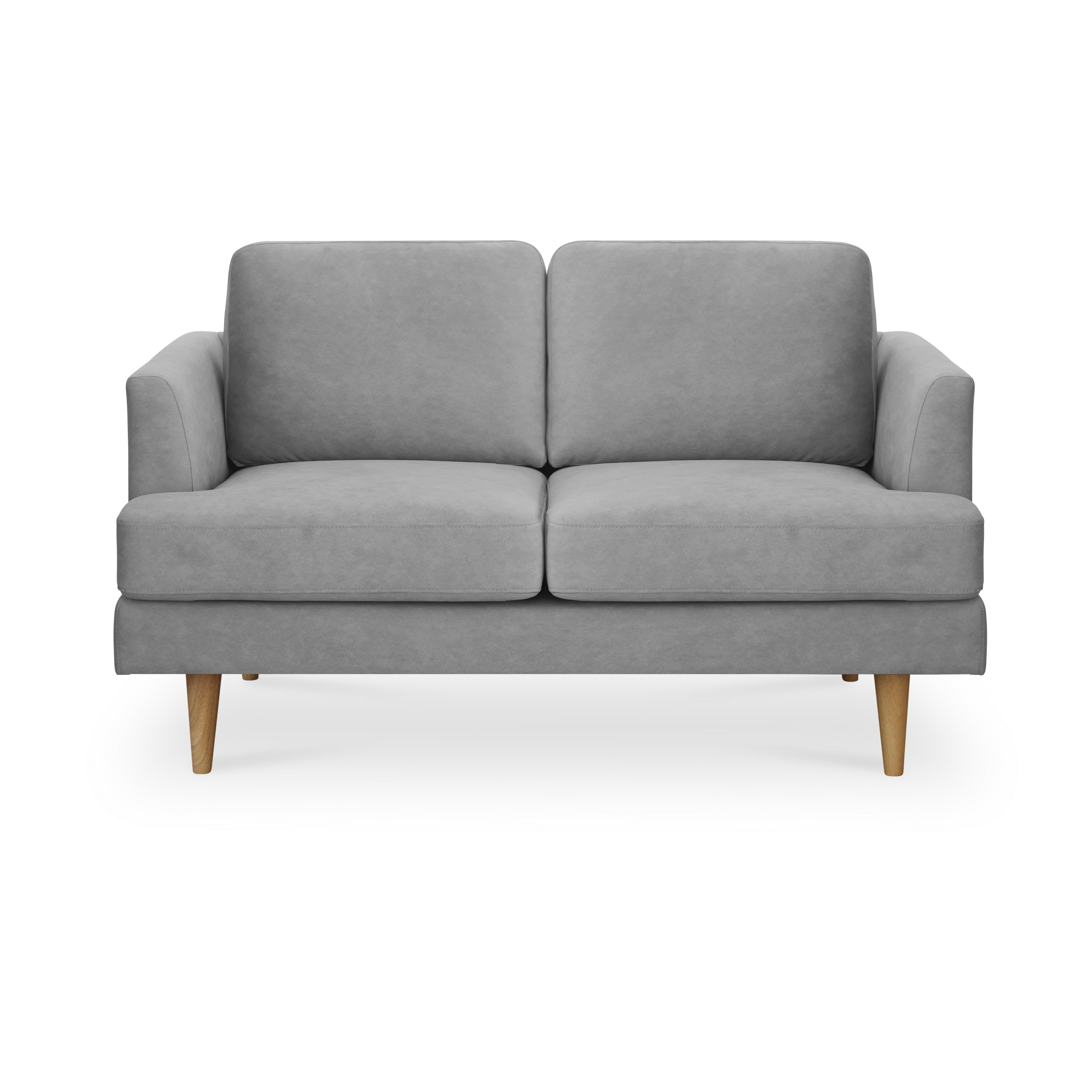 Soma 2 Seater Sofa - Grey (Scratch Resistant) - 12 - Grey upholstered sofa, modern design, comfortable seating, wooden legs