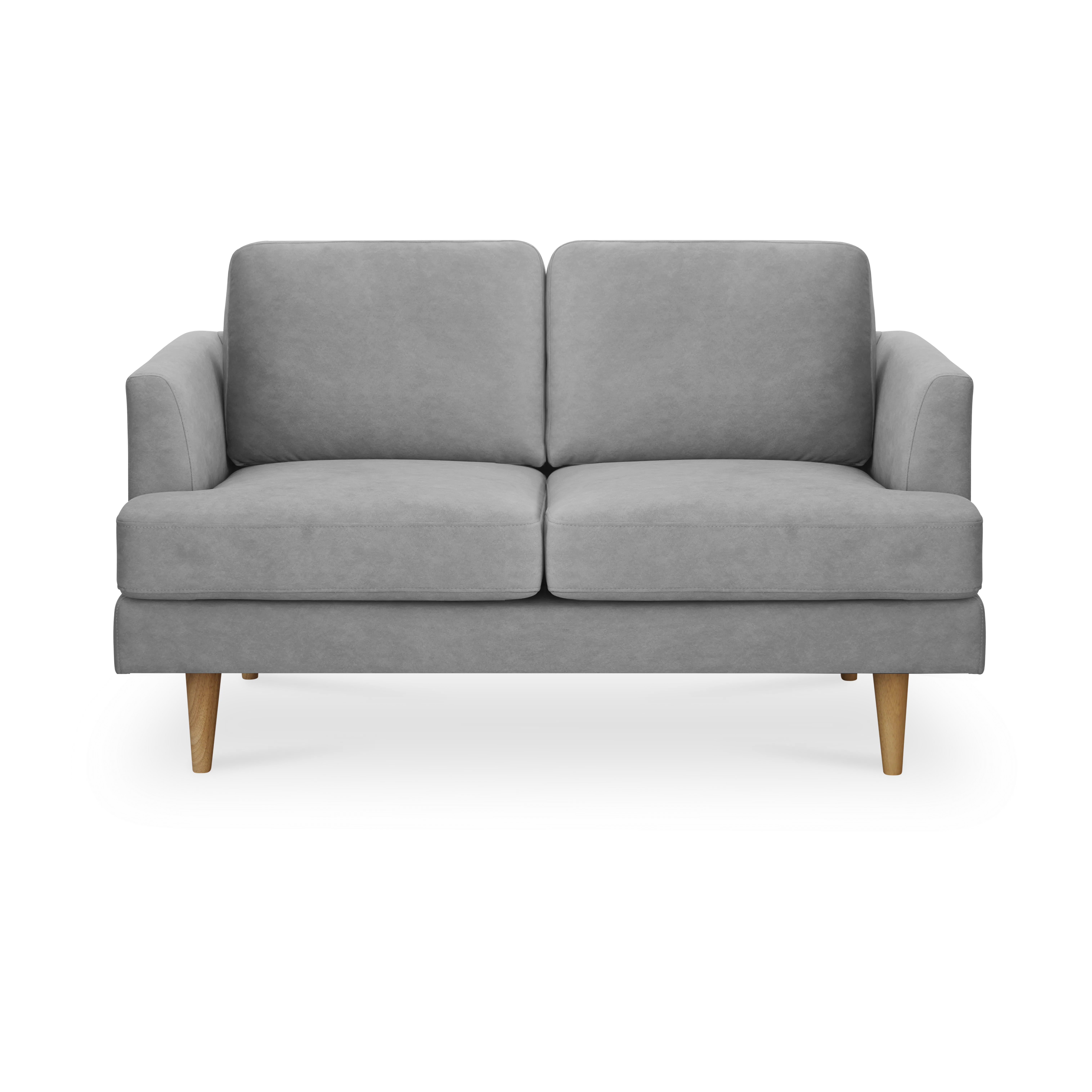 Soma 2 Seater Sofa - Grey (Scratch Resistant) - 13 - Grey upholstered sofa, modern design, wooden legs, minimalist style