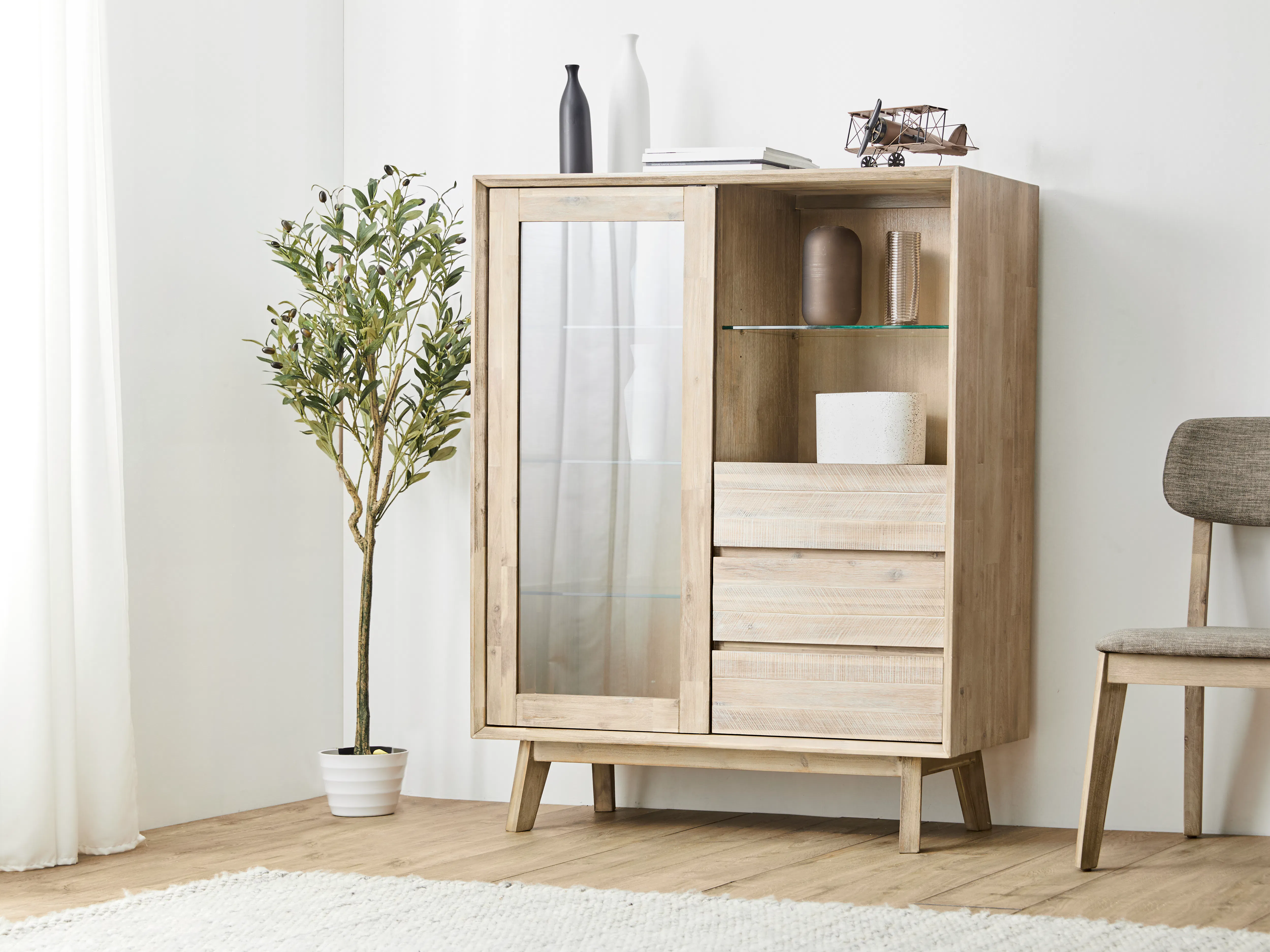 (As-is) Leland Tall Display Sideboard 1.1m - 12