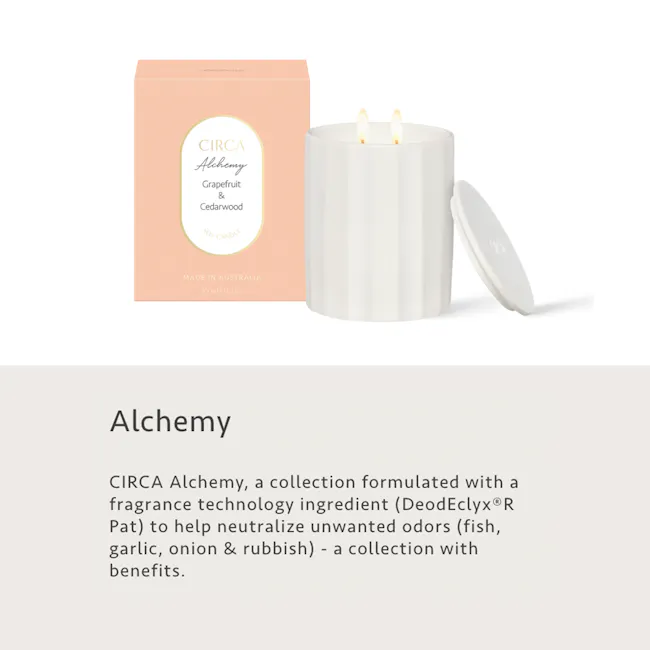 Circa Alchemy Soy Candle 350g - Grapefruit & Cedarwood - 4 - CIRCA Alchemy, fragrance technology ingredient (DeodEclyx®R