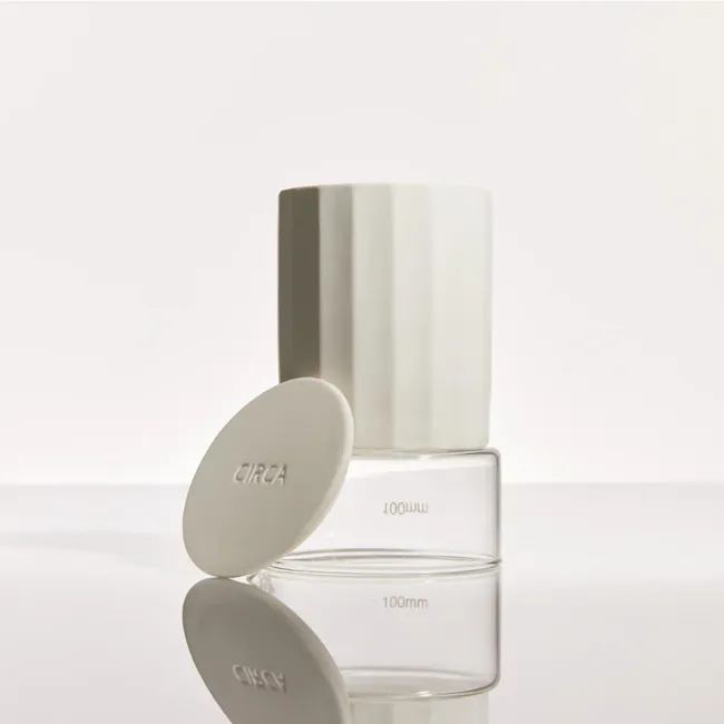 Circa Alchemy Soy Candle 350g - Grapefruit & Cedarwood - 3 - Clear glass bottle, white lid, Circa brand, 100ml capacity