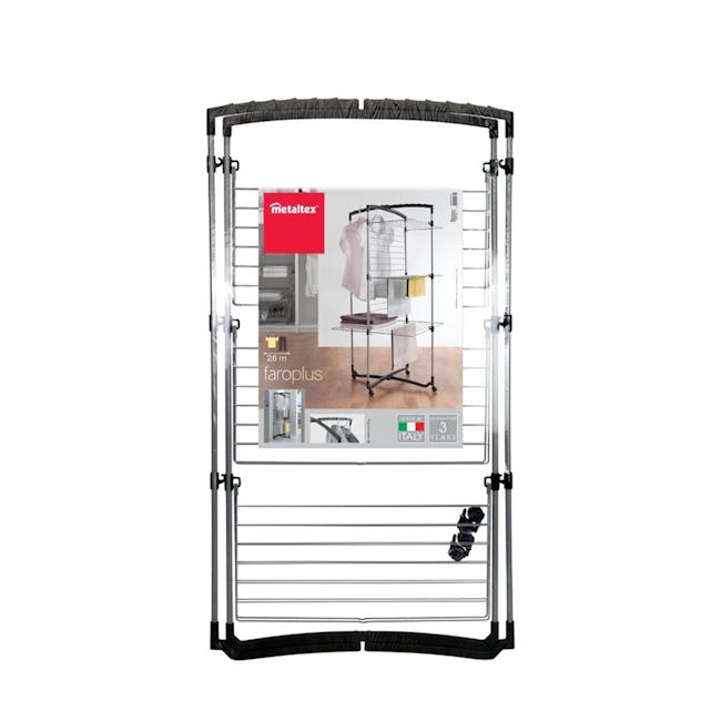 Metaltex Faro Plus 3 Tier Laundry Drier - Silver - 4 - metal frame, adjustable height, 28-meter reach, portable design