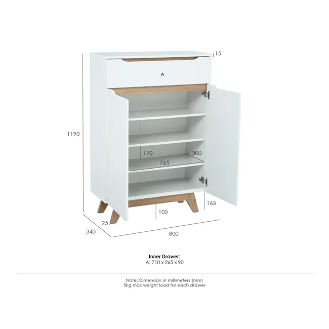 (As-is) Miah Shoe Cabinet - Walnut, Grey - 25
