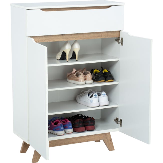 Miah Shoe Cabinet - Natural, White - 1