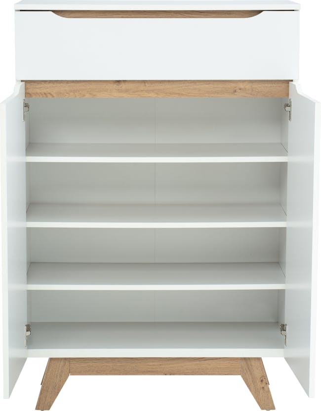 Miah Shoe Cabinet - Natural, White - 3