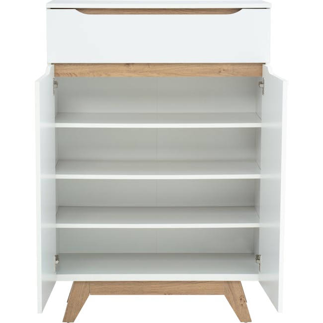 Miah Shoe Cabinet - Natural, White - 3