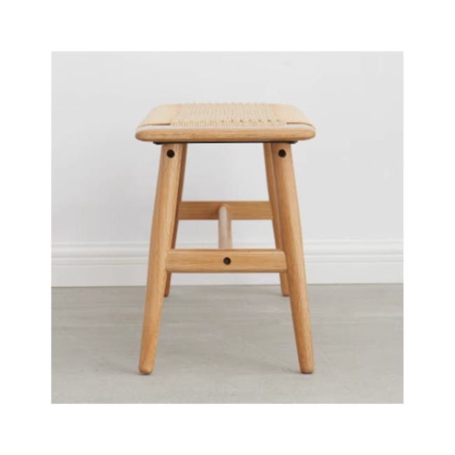 Lucille Bench 1.1m - 13 - Wooden stool, minimalist design, natural wood finish, woven seat, simple structure, sturdy