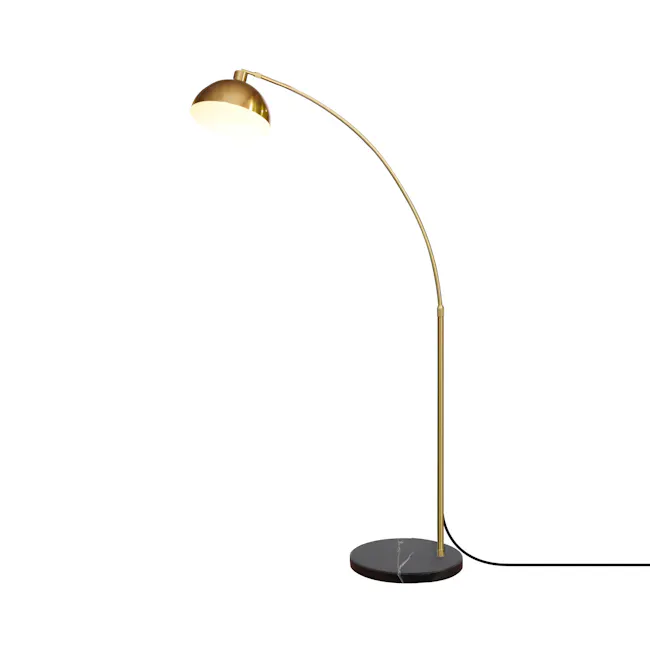 (As-is) Olivia Arched Floor Lamp - Brass, Black Marble - 2 - 6