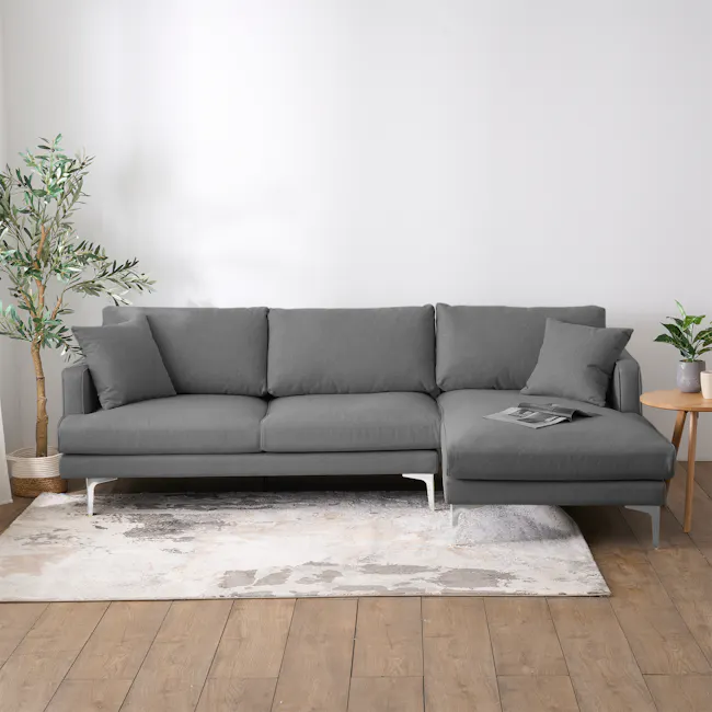 (As-is) Declan L-Shaped Sofa - Black, Charcoal Grey - 34