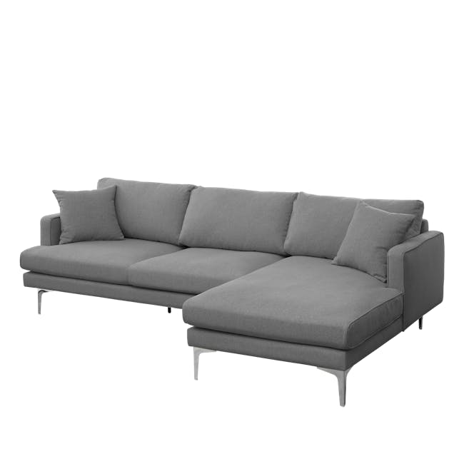Declan L-Shaped Sofa - Black, Charcoal Grey - 15 - Modern gray sectional sofa, sleek design, comfortable cushions