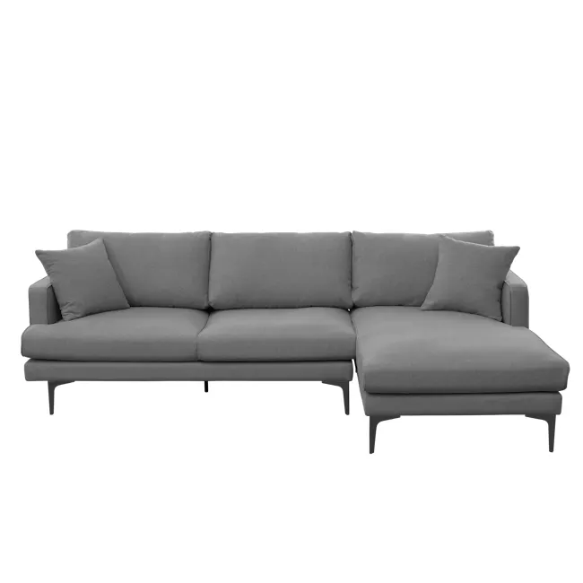 Declan L-Shaped Sofa - Black, Charcoal Grey - 1 - Modern gray sectional sofa, sleek design, comfortable cushions, minimalist