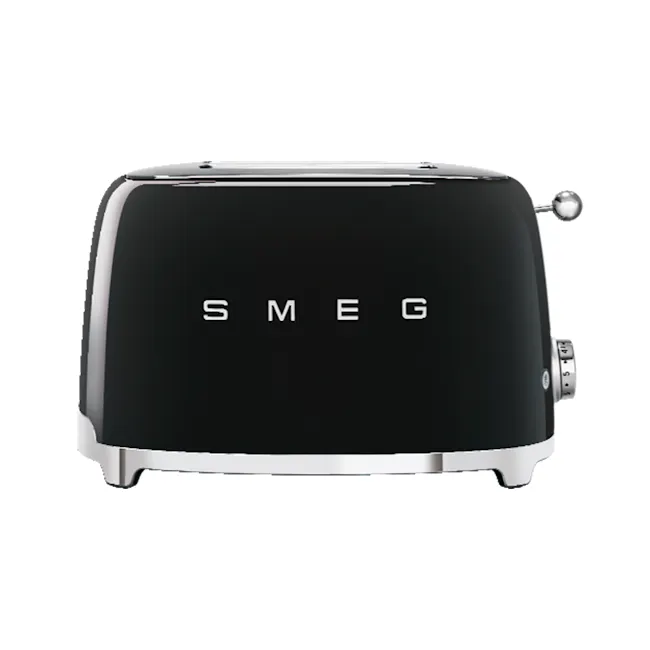 Smeg 2-Slice Toaster - Black - 1 - Black toaster with sleek design, Modern kitchen appliance with minimalist branding