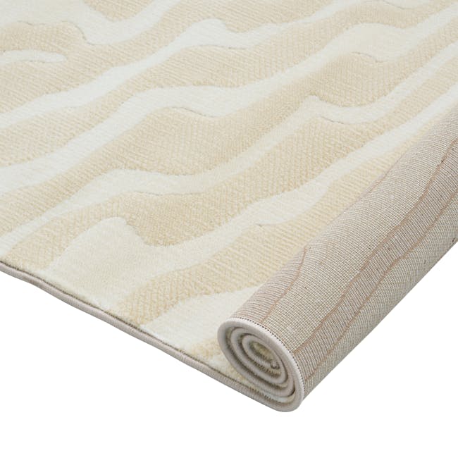 Alana Low Pile Rug - Ripple (2 Sizes) - 8 - Soft, cream-colored, wavy pattern, textured fabric, luxurious, cozy, inviting