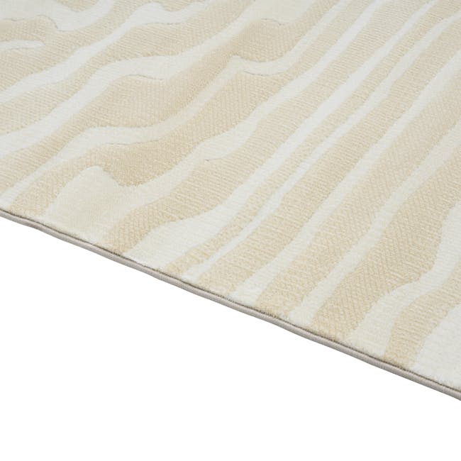 Alana Low Pile Rug - Ripple (2 Sizes) - 7 - Cream and beige striped carpet, soft texture, wavy pattern, plush underfoot