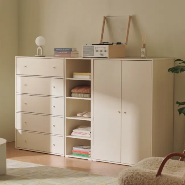 Rio Modular 5-tier Shelf 0.4m - 3 - White, minimalist, modern, cozy, serene, soft, warm, natural, pastel, neutral, calm