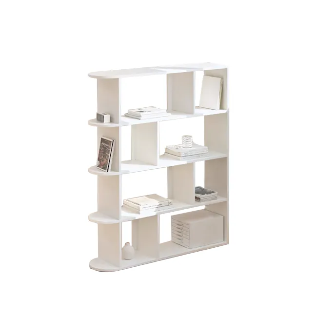 Andy 4-tier Bookshelf 1.2m - 7 - White minimalist shelving unit, modern design, open shelving, geometric patterns, clean
