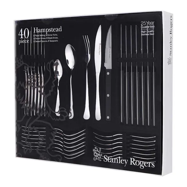 Stanley Rogers Hampstead 40Pc Cutlery Set - 5 - 40-piece set, stainless steel, high-quality, 25-year guarantee, Stanley
