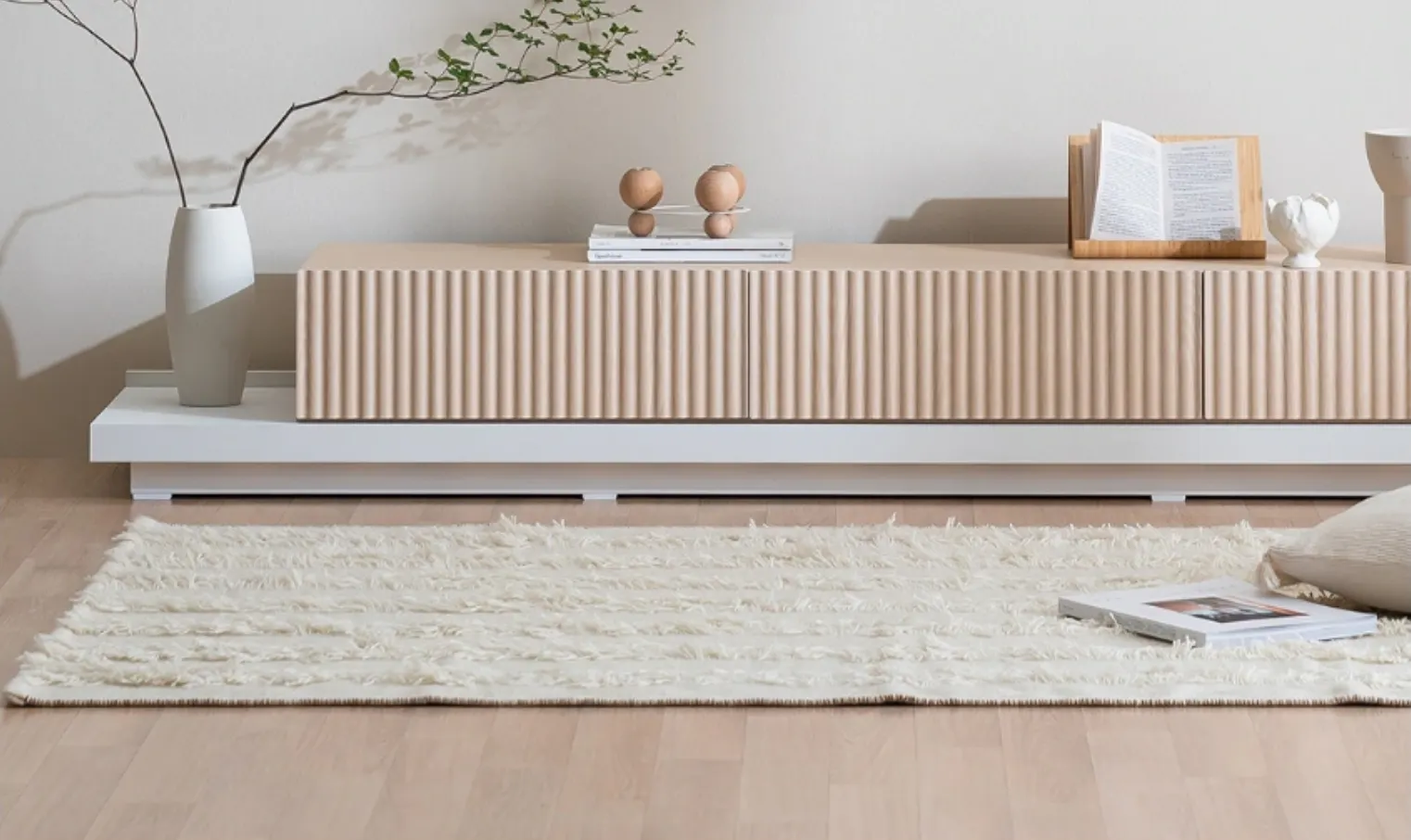 (As-is) Heidi TV Console 1.8m - Oak with LED Pedestal - White - 1 - 21