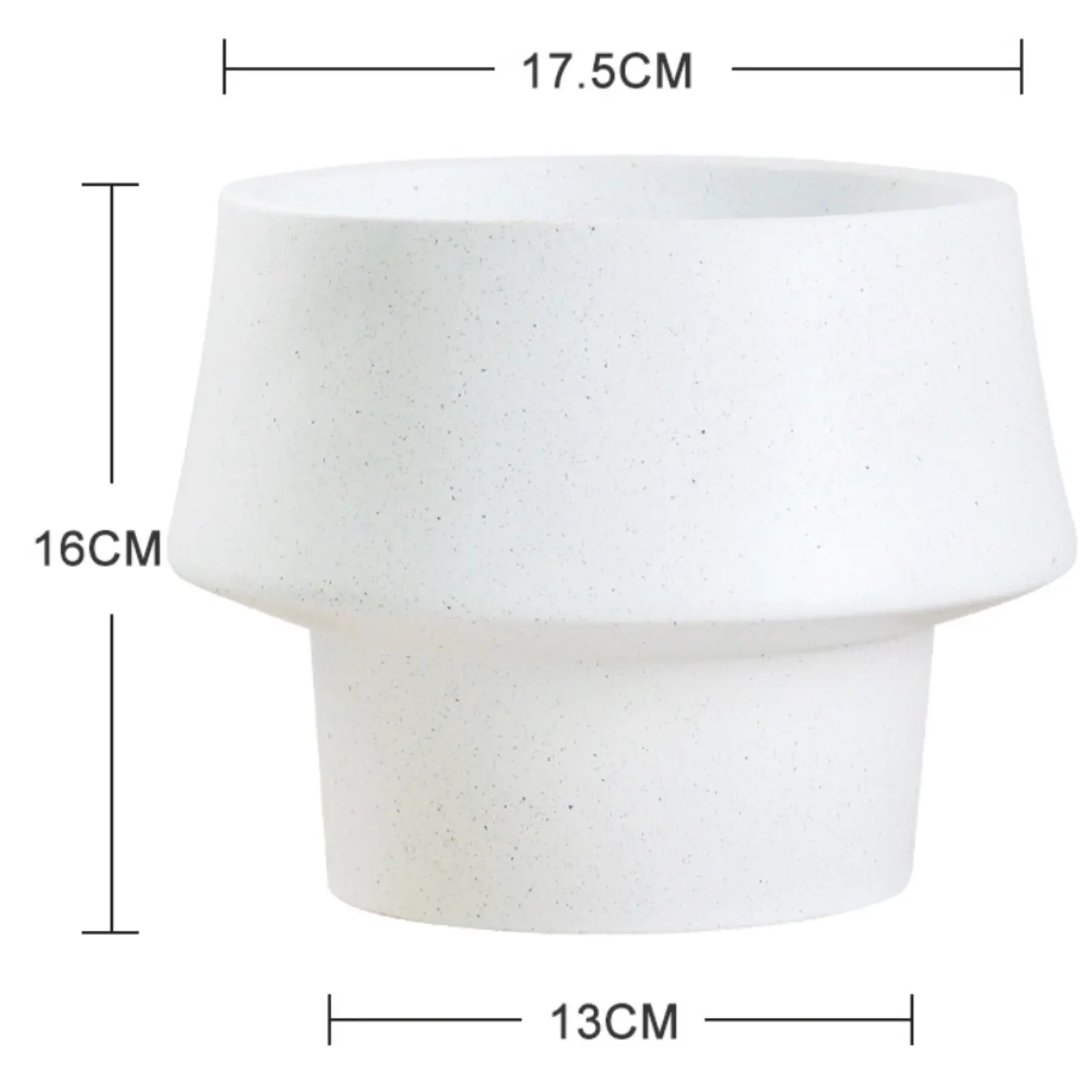 Mason Speckled Planter - Medium - 9 - White speckled bowl, 5 cm height, 16 cm depth, 13 cm total length, ergonomic design