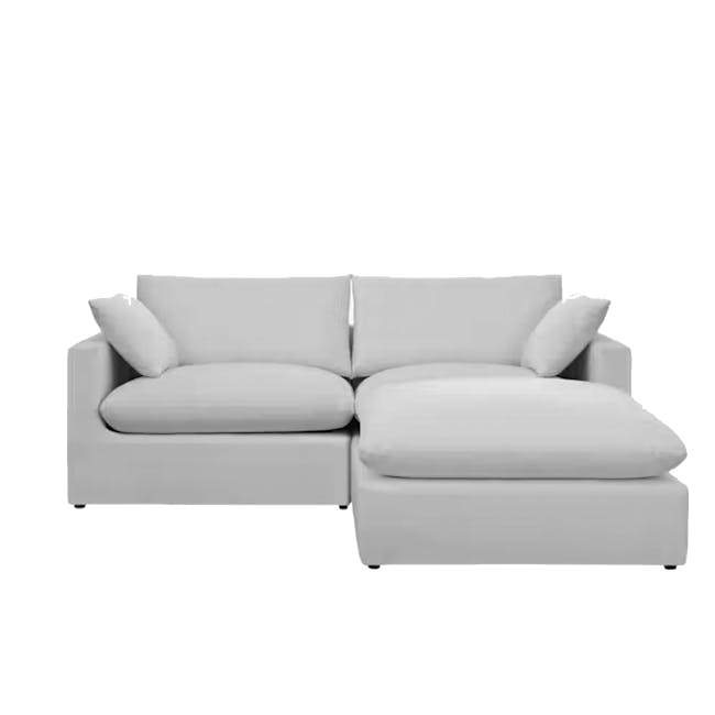 Russell 3 Seater Sofa with Ottoman - Silver (Eco Clean Fabric) - 0