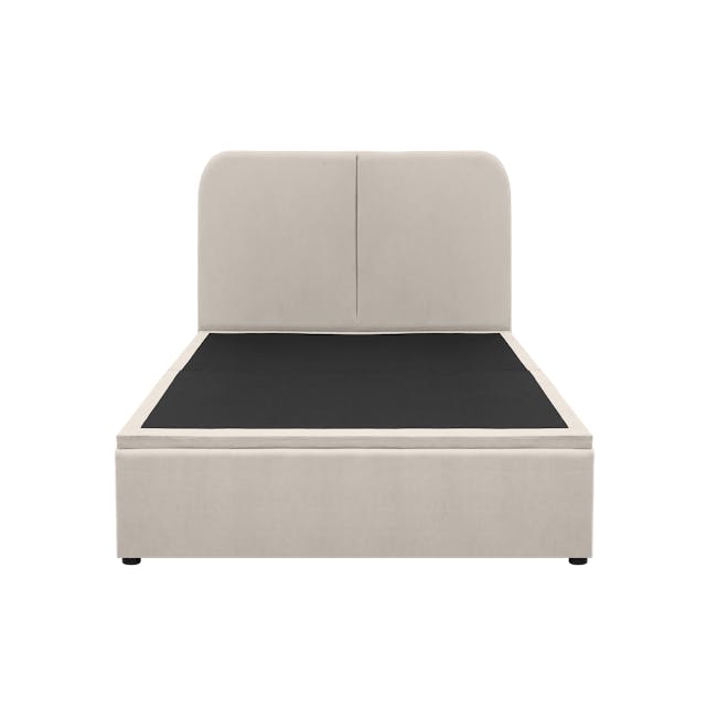 Nolan Super Single Storage Bed - Oatmeal - 4 - Modern minimalist sofa, sleek design, light beige upholstery, comfortable