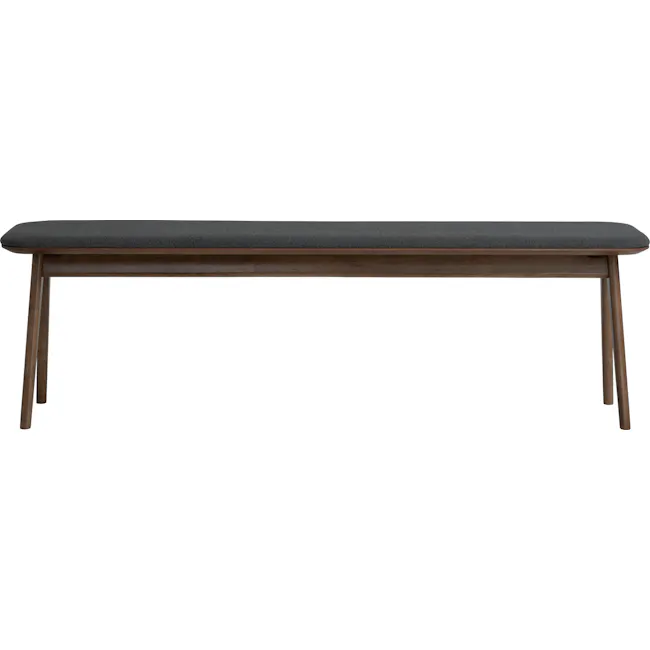 Ferica Bench 1.5m - Cocoa, Dark Grey - 3 - Wooden bench with dark gray cushion, minimalist design, modern aesthetic, sleek