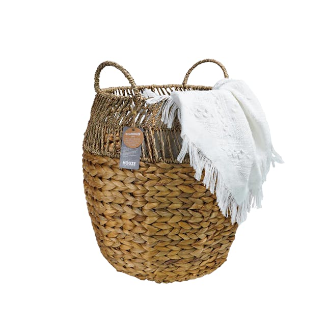 ecoHOUZE Hyacinth Round Basket With Handles - 1