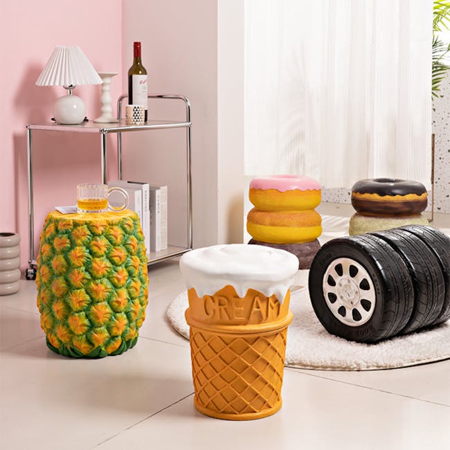 Resin Sculpture Decor Stool - Donut - 5