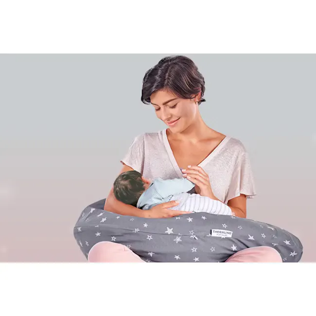 Theraline The Original Maternity and Nursing Pillow - Misty Blue Fine Knit - 5 - mattress, baby, breastfeeding, woman, cozy