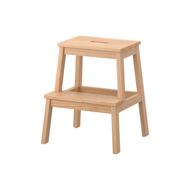 Max Wooden Step Stool - Natural - 1 - Light wood, natural finish, sturdy construction, simple design, two-tiered, compact