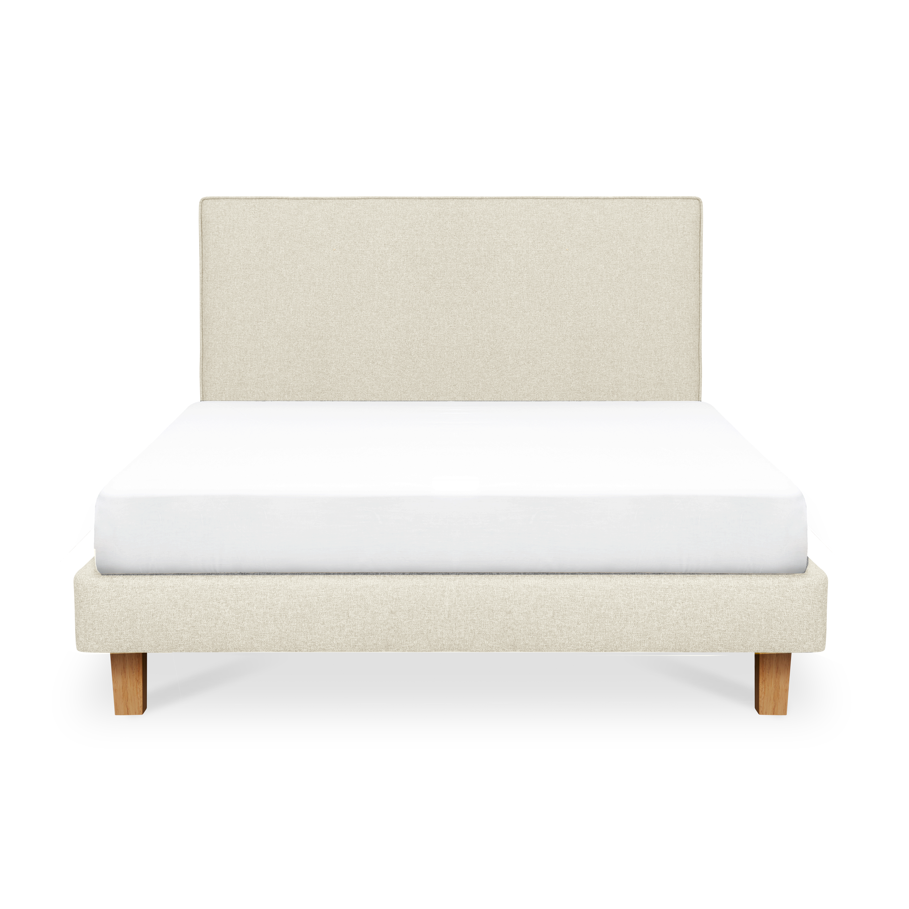 ESSENTIALS Queen Headboard Divan Bed - Oat (Eco Clean Fabric)