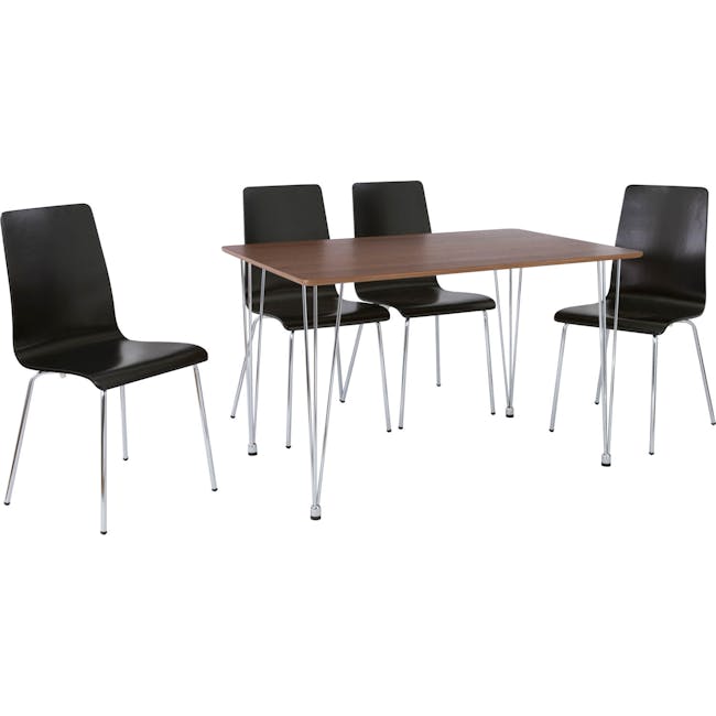 Mizell Dining Table 1.2m in Walnut with 4 Mizell Chairs in Black - 2