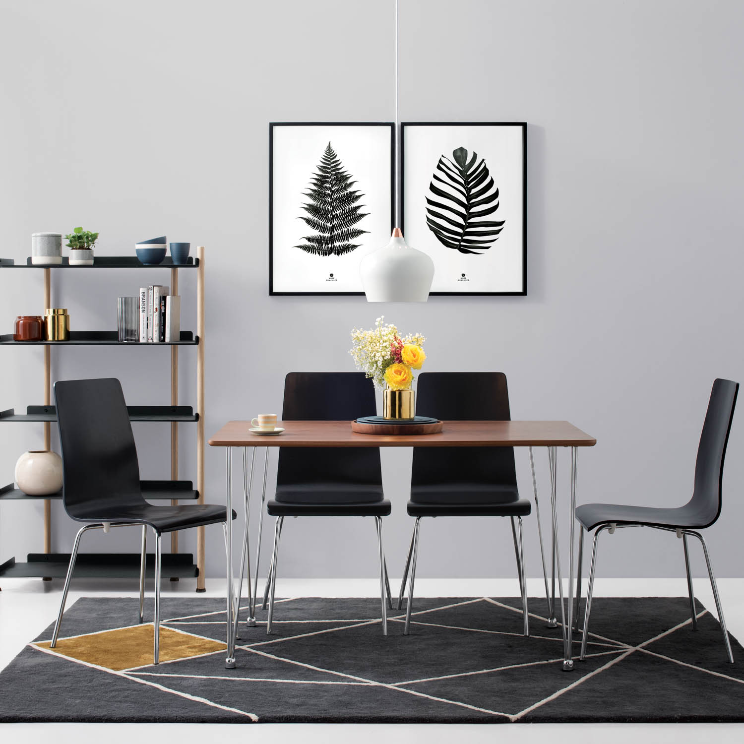 black and walnut dining chairs