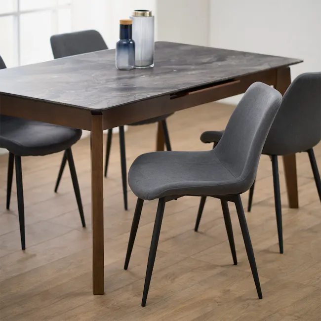 Herman Dining Chair - Dark Grey (Fabric) - 2 - modern dining room, minimalist design, wooden table, black chairs