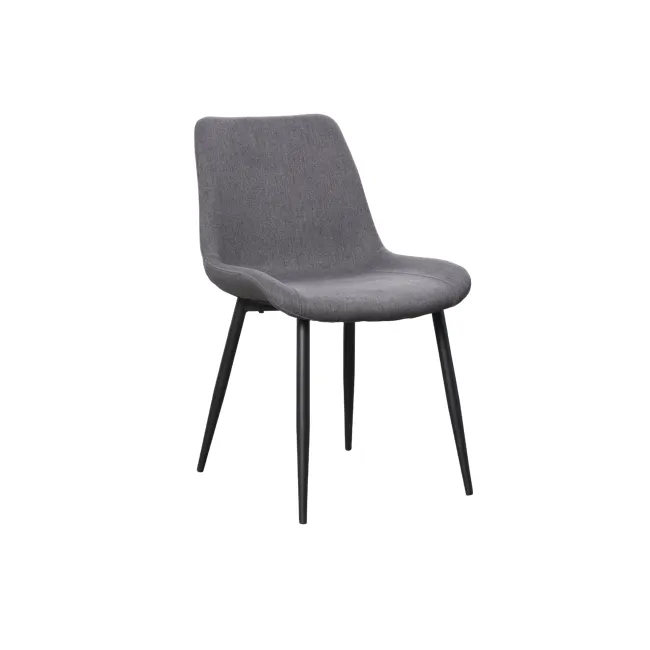 Herman Dining Chair - Dark Grey (Fabric) - 1 - Grey upholstered chair, modern design, minimalist style, sleek lines
