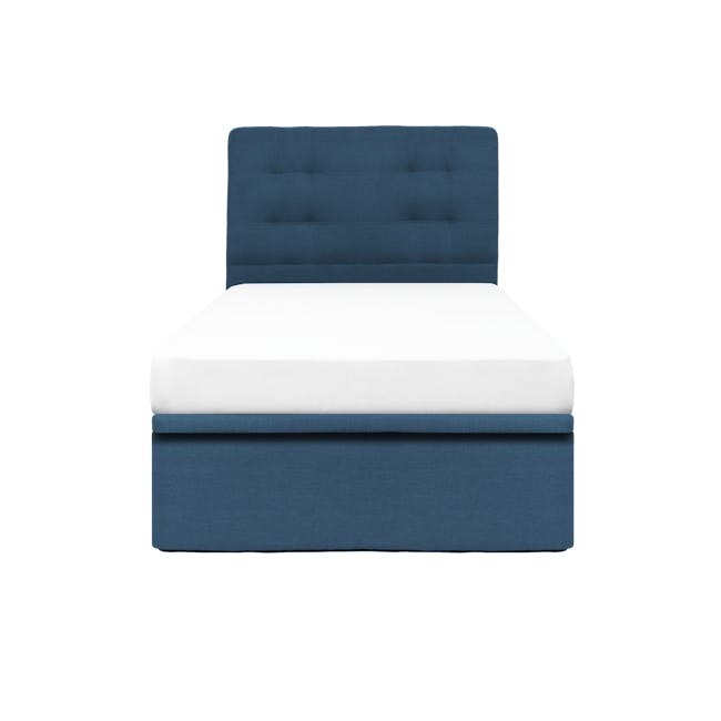 ESSENTIALS Super Single Headboard Storage Bed - Denim (Fabric) - 0